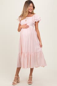 PinkBlush Flutter Sleeve Midi Dress