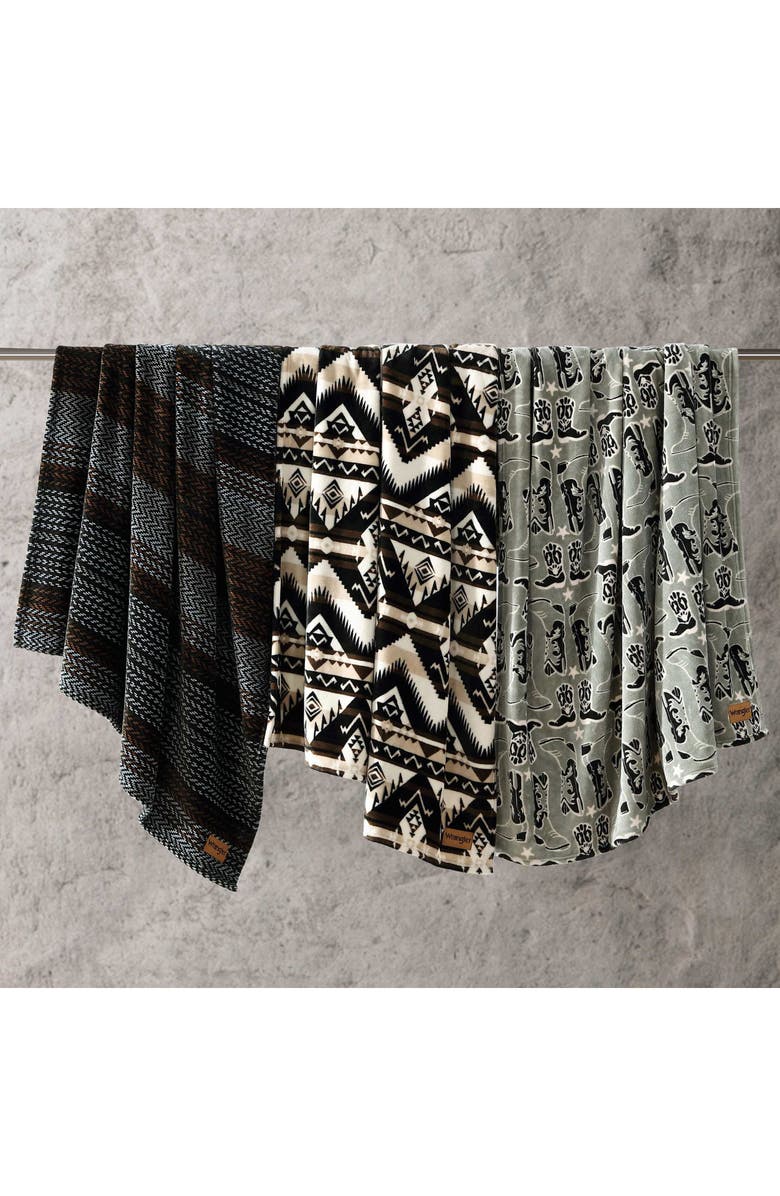 Wrangler Nash Stripe Throw Blanket, Alternate, color, Dark Brown