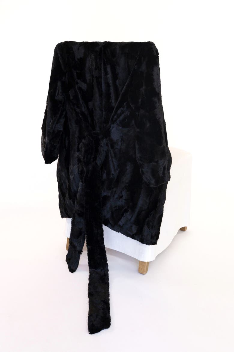Ojai Faux Fur Robe, Alternate, color, Obsidian