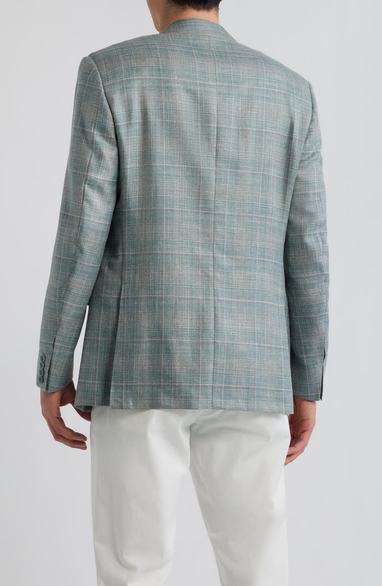 Canali Siena Regular Fit Light Green Plaid Wool & Silk Blend Sport Coat, Alternate, color, Green