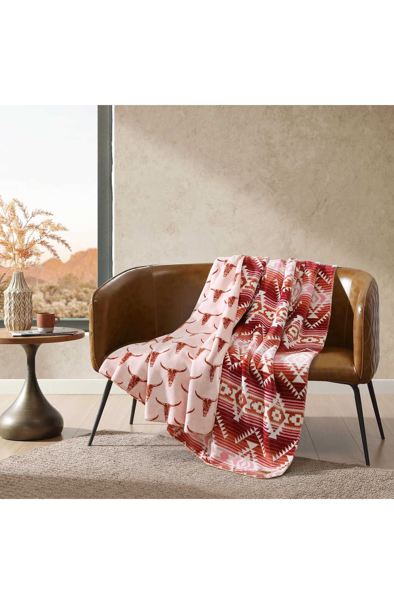 Wrangler Jericho Reversible Throw Blanket, Alternate, color, Pink