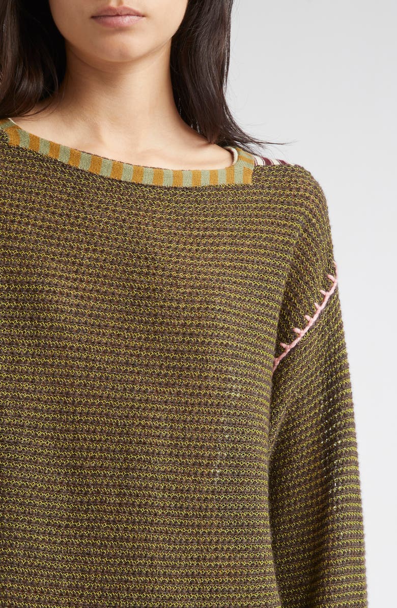 YanYan Netty Gusset Lambswool Blend Sweater, Alternate, color, Olive/ Porcupine