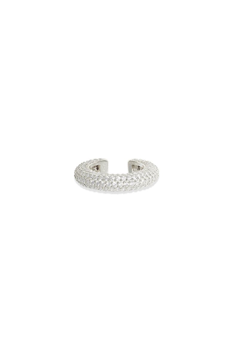 Pavé Ear Cuff, Main, color, SILVER/ WHITE