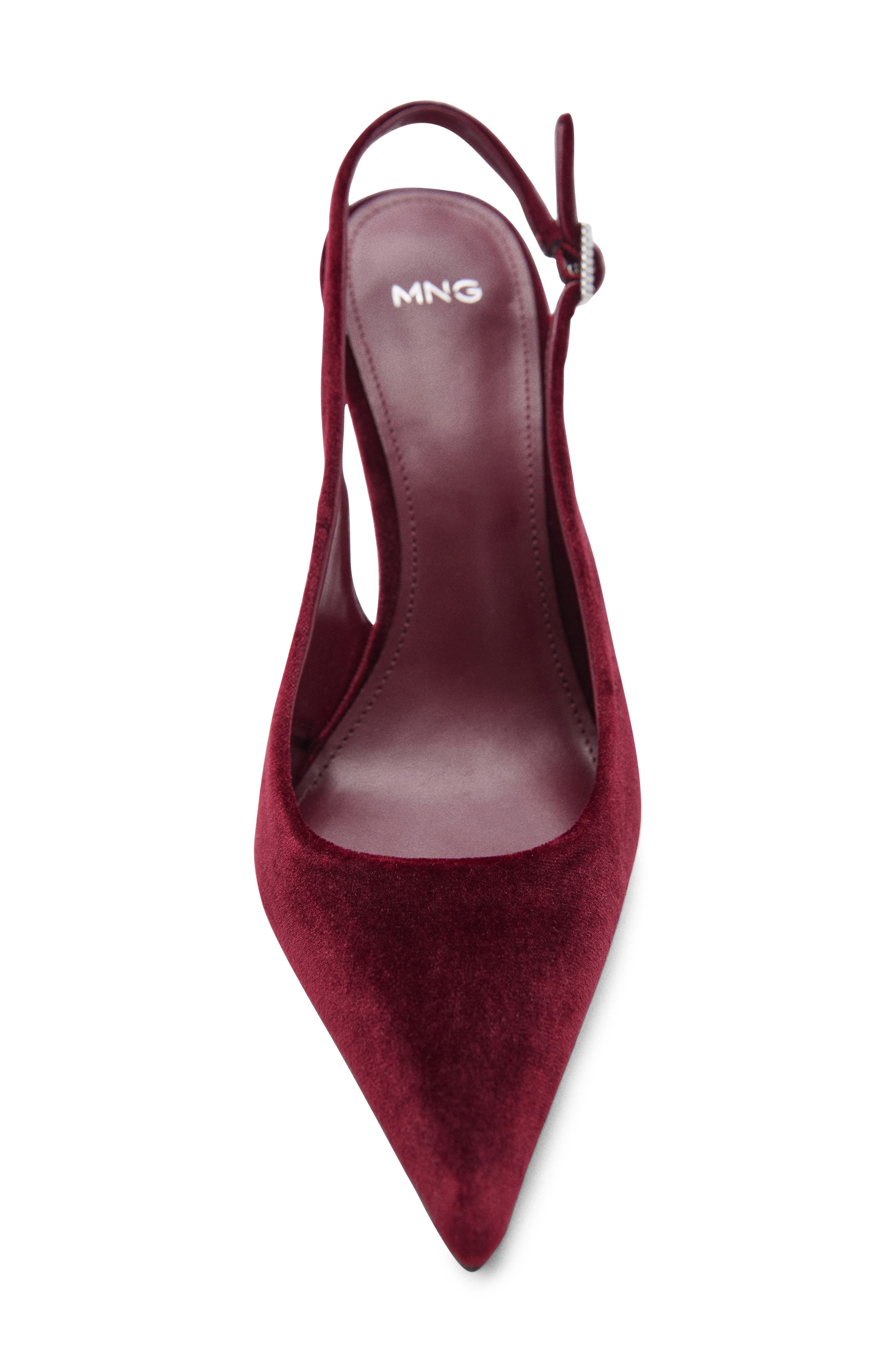 MANGO Velvet Pointed Toe Slingback Pump, Alternate, color, 