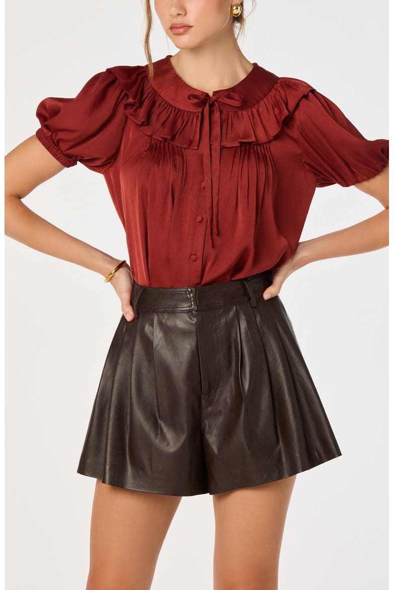 Zayne Ruffle Satin Top, Main, color, RUST