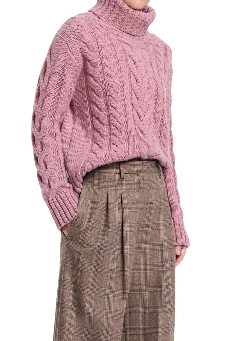 Traveling Cashmere Cable Sweater, Alternate, color, PLUM