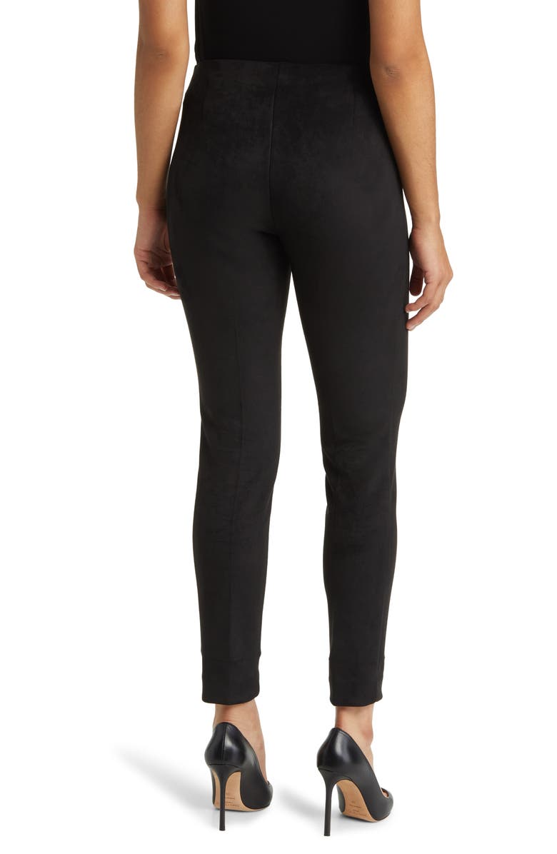 Anne Klein Slim Faux Suede Pull-On Pants, Alternate, color, 