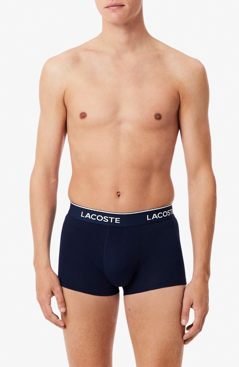 Lacoste Core Essentials Assorted 3-Pack Stretch Cotton Boxer Briefs, Main, color, Navy Blue/ Green-Red-Navy