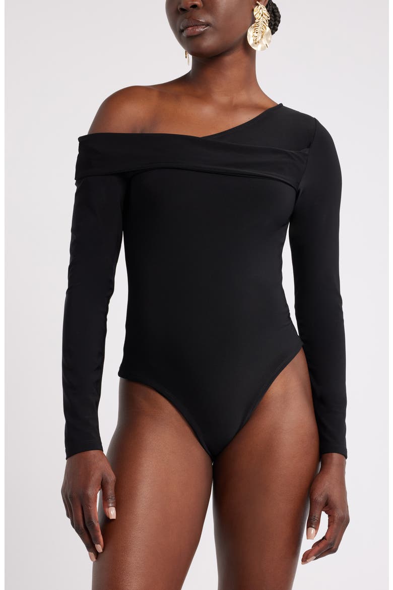 Megan Renee Off the Shoulder Bodysuit, Alternate, color, BLACK