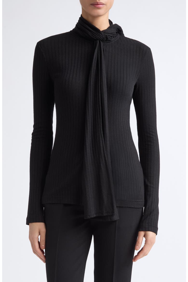Ribbed Bow Top, Main, color, BLACK