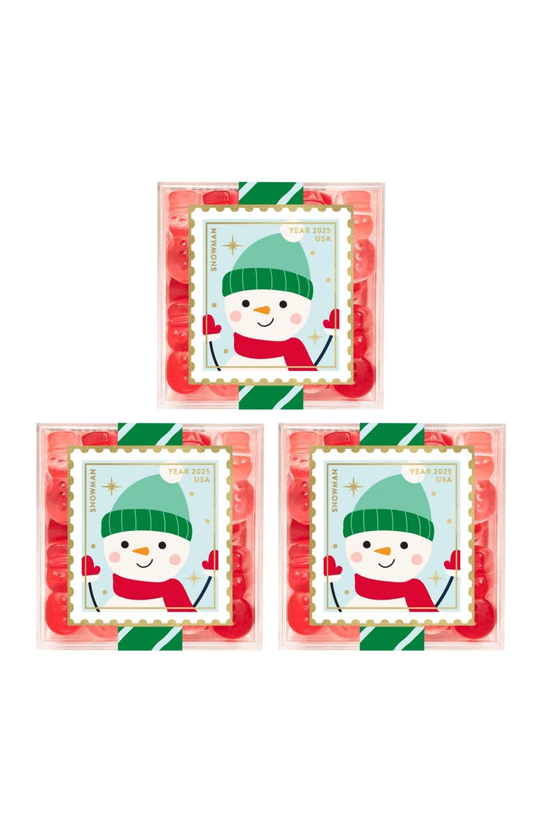 sugarfina Snowman Gummies Set of 3 Candy Cubes, Main, color, Multi