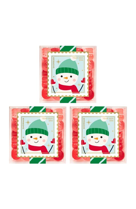 Snowman Gummies Set of 3 Candy Cubes