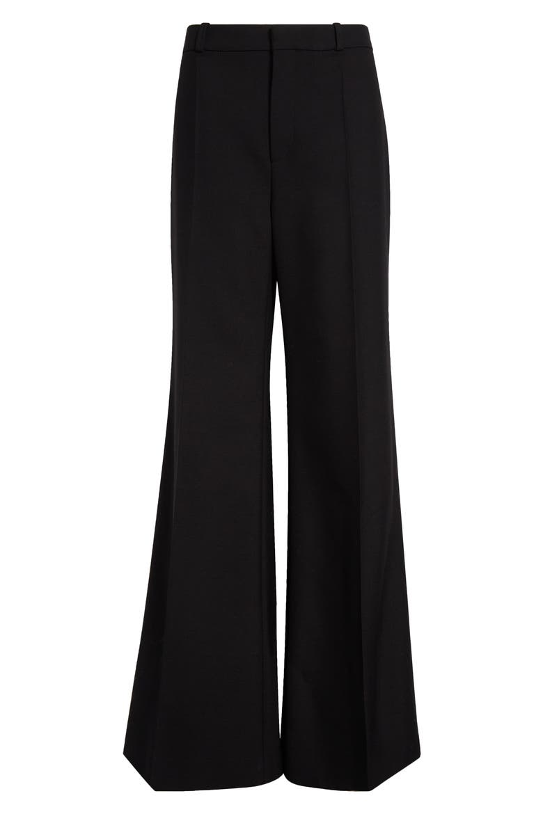 Wool Grain de Poudre Flare Leg Pants, Alternate, color, BLACK