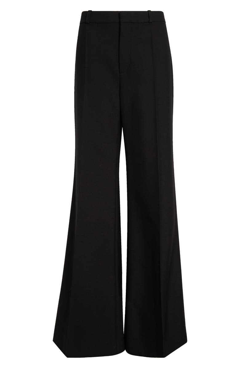 Chloé Wool Grain de Poudre Flare Leg Pants, Alternate, color, Black