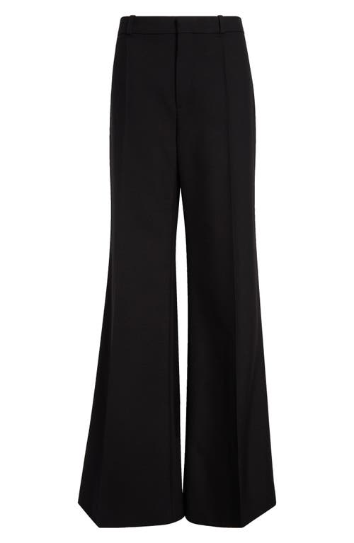 Chloé Wool Grain De Poudre Flare Leg Pants In Black