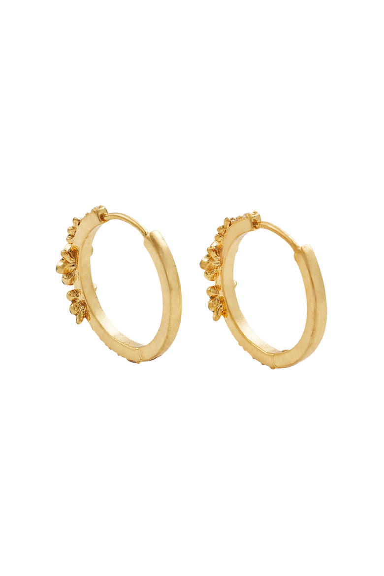 Floral Wreath Hoop Earrings, Alternate, color, Gold