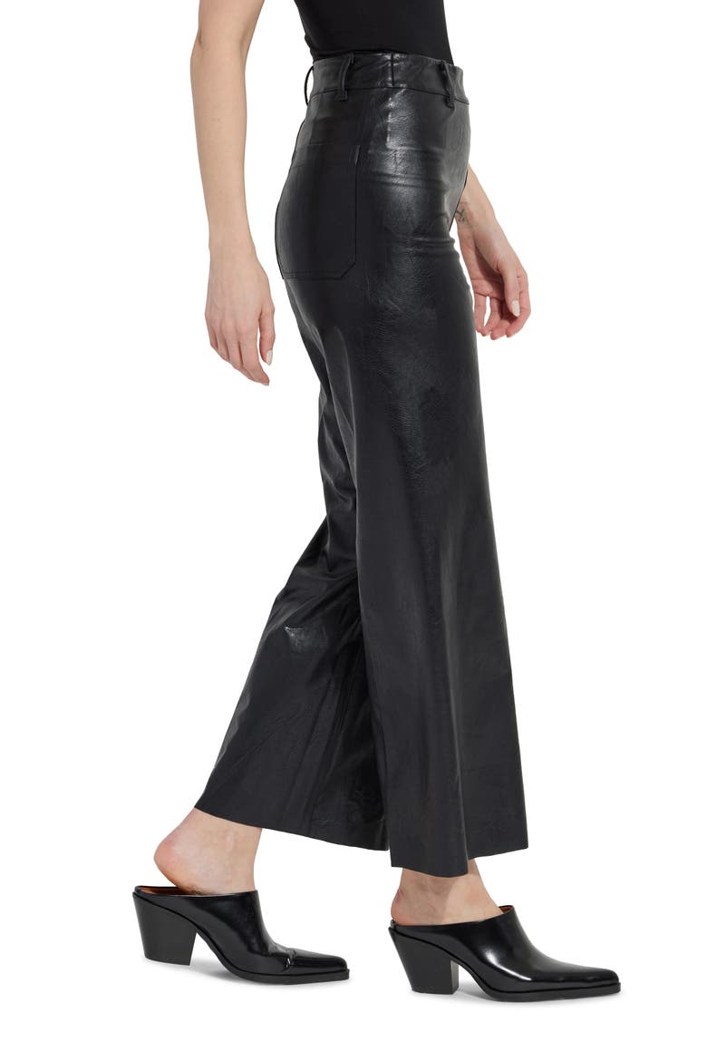 High Waist Faux Leather Wide Leg Pants, Alternate, color, KOHL BLACK