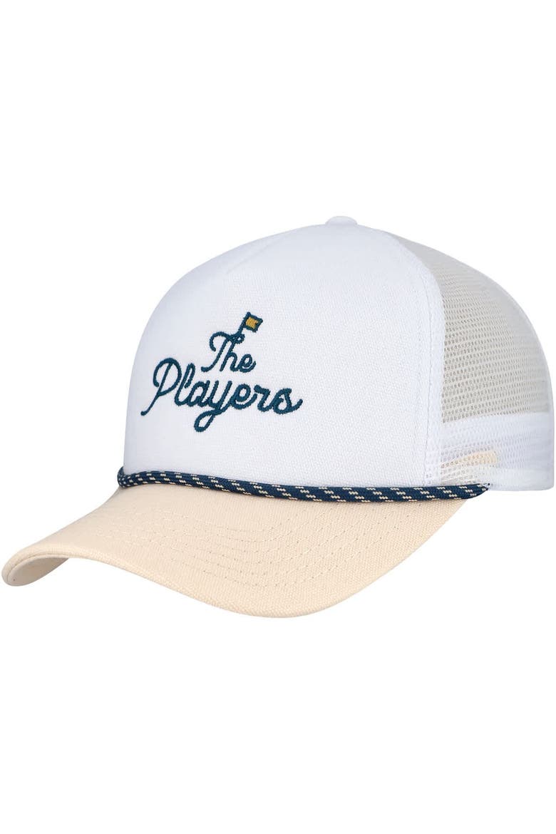 Men's Barstool Golf  White/Tan THE PLAYERS Nailhead Canvas Rope Adjustable Hat, Main, color, White