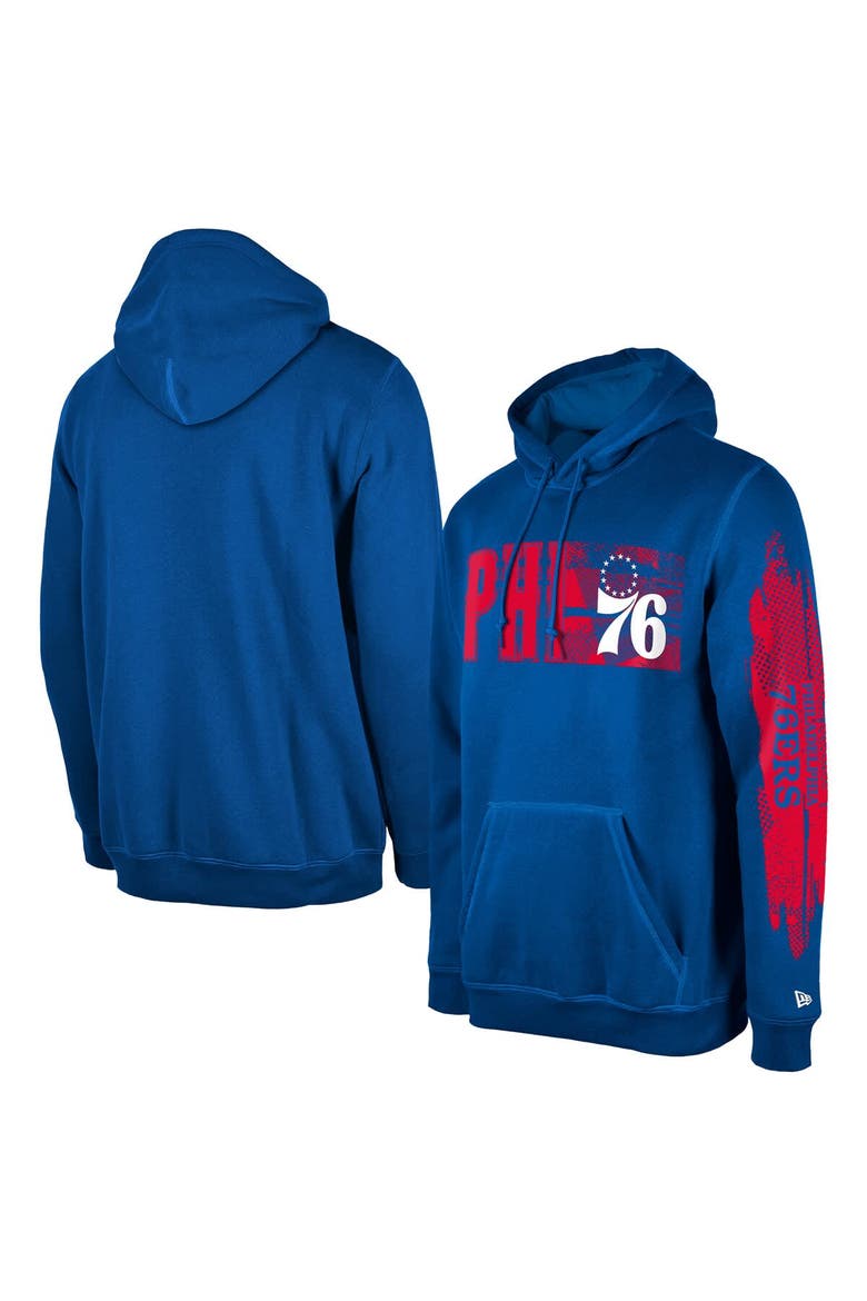 Men's New Era Philadelphia 76ers Royal Tip-Off Collection Pullover Hoodie, Main, color, Royal