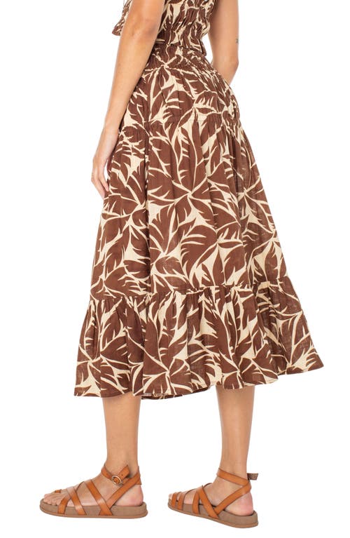 ROXY ROXY MALIA PALM PRINT TIERED COTTON MIDI SKIRT