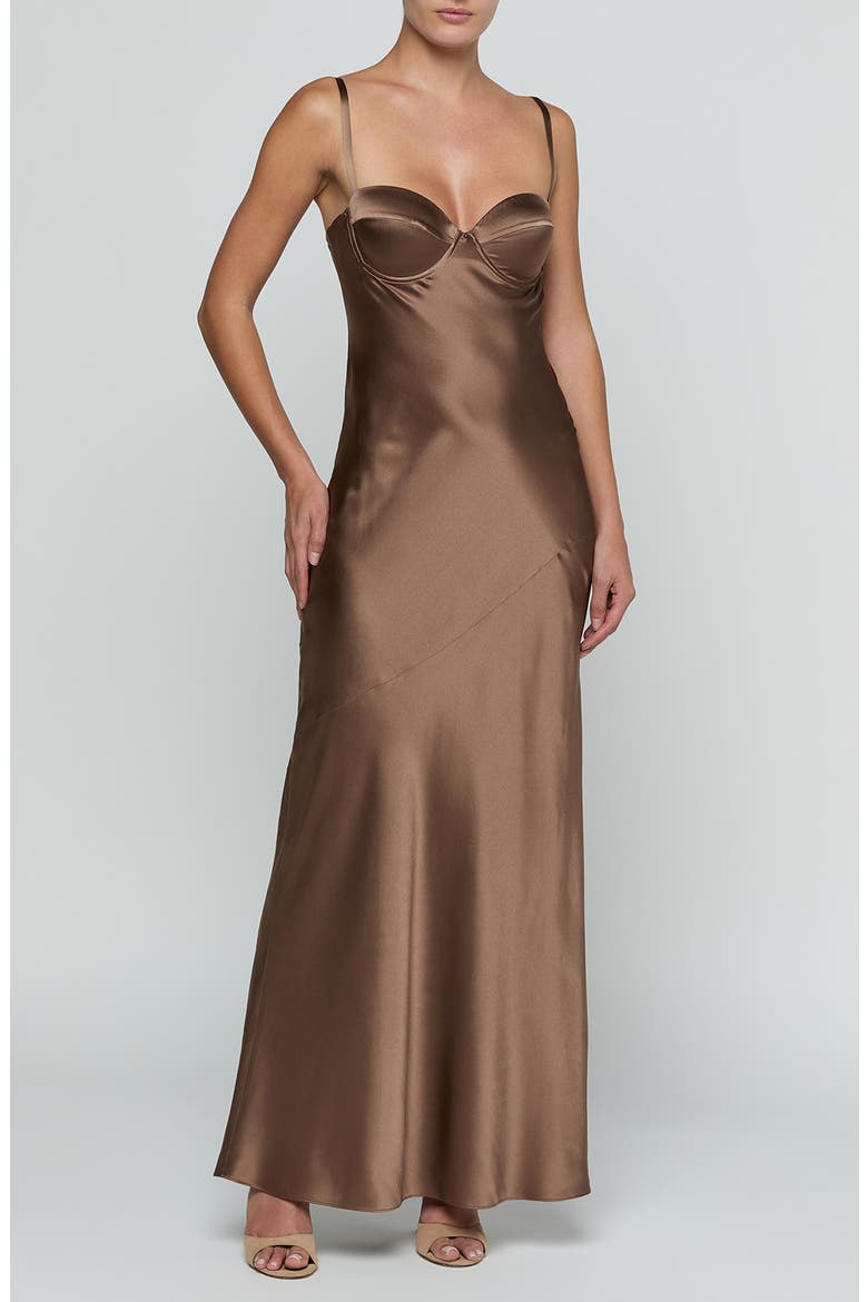 Sayla Underwire Bias Cut Silk Mermaid Gown, Main, color, CARDAMOM