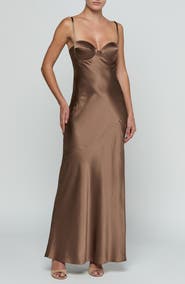 L'AGENCE Sayla Underwire Bias Cut Silk Mermaid Gown