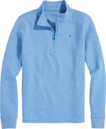 vineyard vines Kids' Saltwater Stripe Quarter Zip Sweatshirt