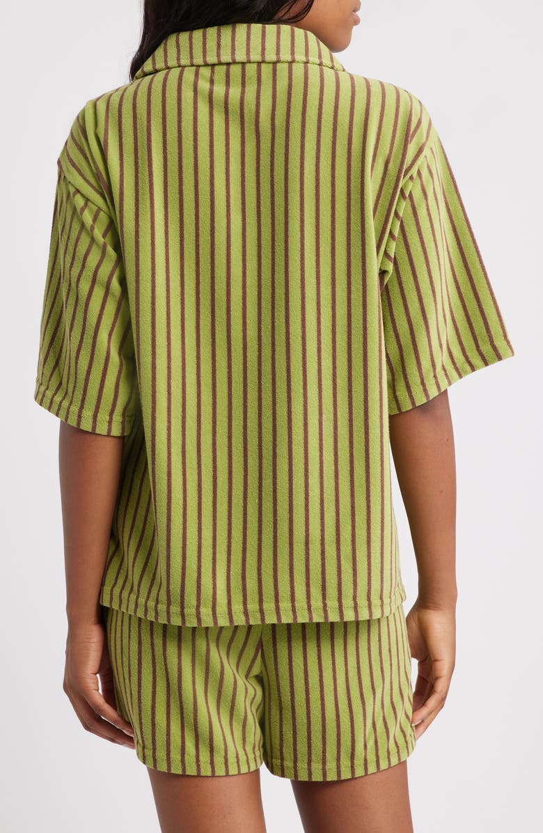 Topshop Stripe Boxy Terry Polo, Alternate, color, Mid Green