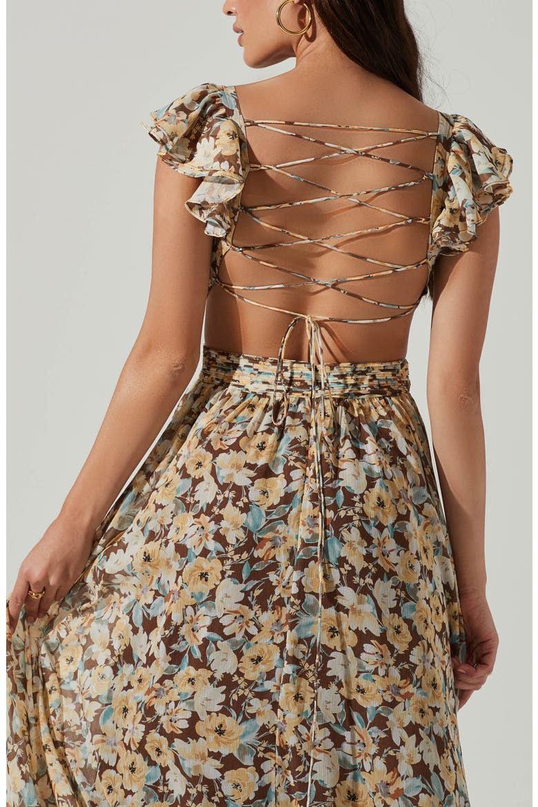 Primrose Floral Maxi Dress, Alternate, color, BROWN YELLOW FLORAL