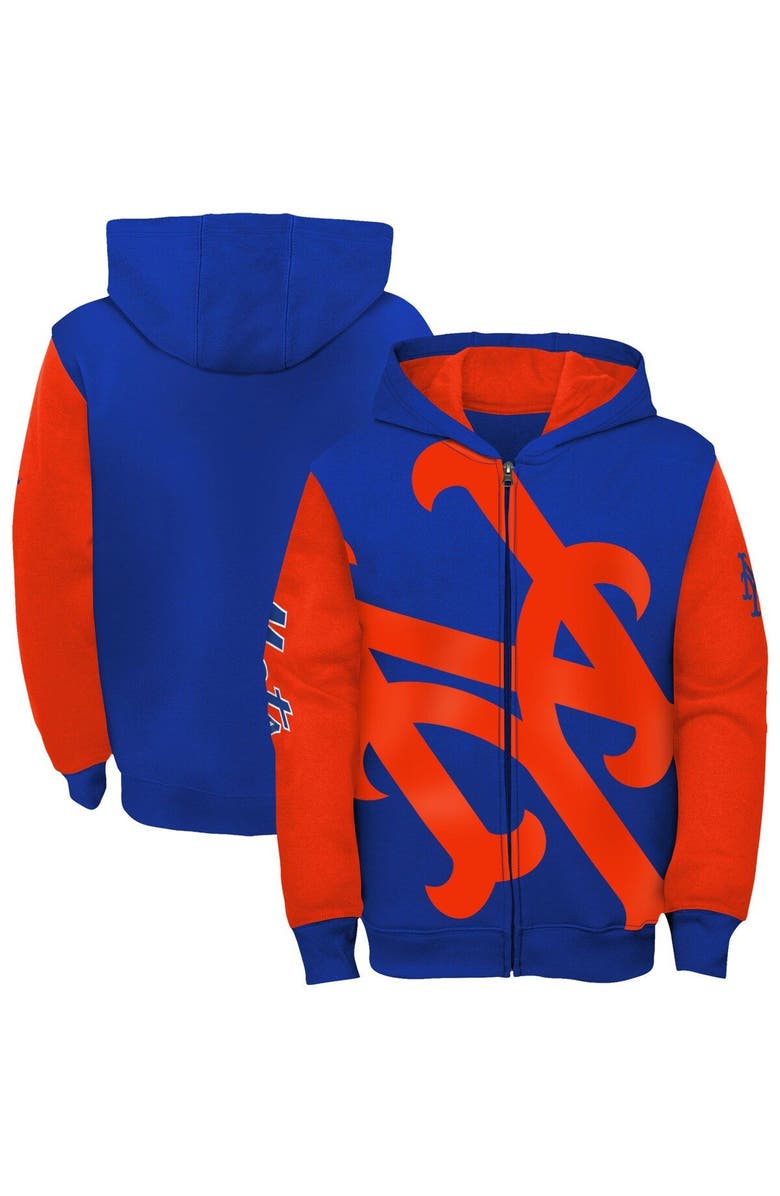 Outerstuff Youth Royal New York Mets Poster Board Full-Zip Hoodie, Main, color, 