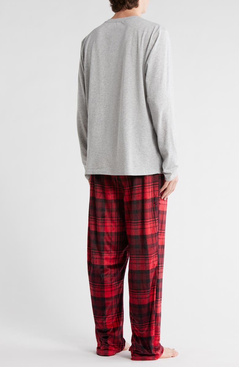 Columbia Long Sleeve T-Shirt & Pants Pajamas, Alternate, color, Light Gray Heather/Multi Plaid