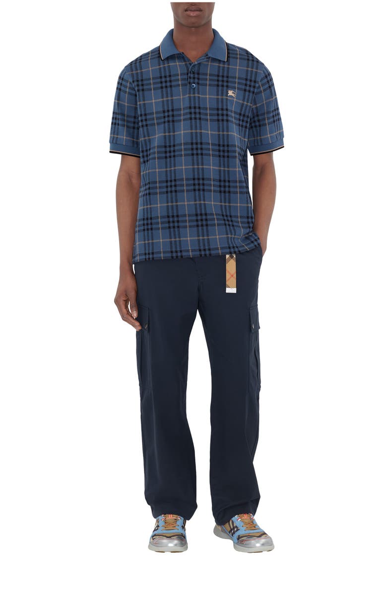 Burberry Check Cotton Polo Shirt, Main, color, Bay Blue