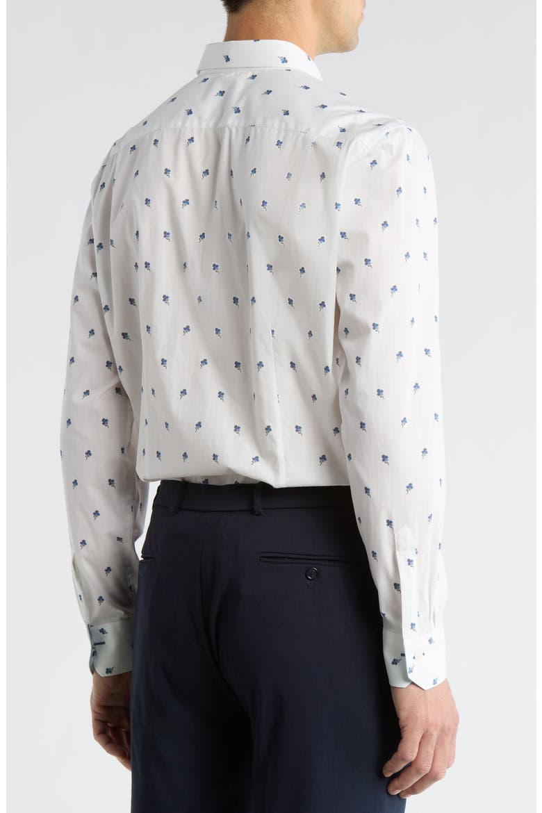 Tailored Fit Floral Organic Cotton Dress Shirt, Alternate, color, WHITE