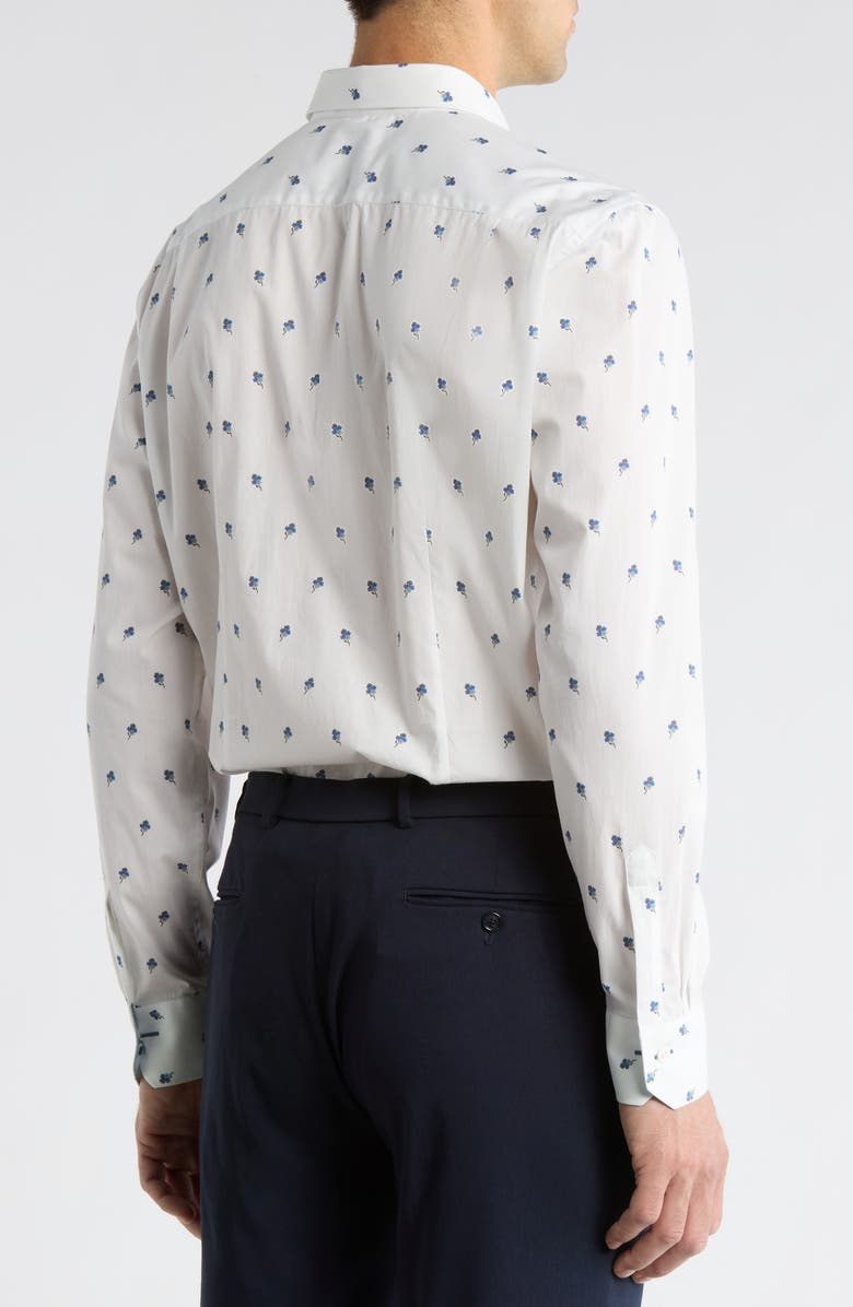 Paul Smith Tailored Fit Floral Organic Cotton Dress Shirt, Alternate, color, White