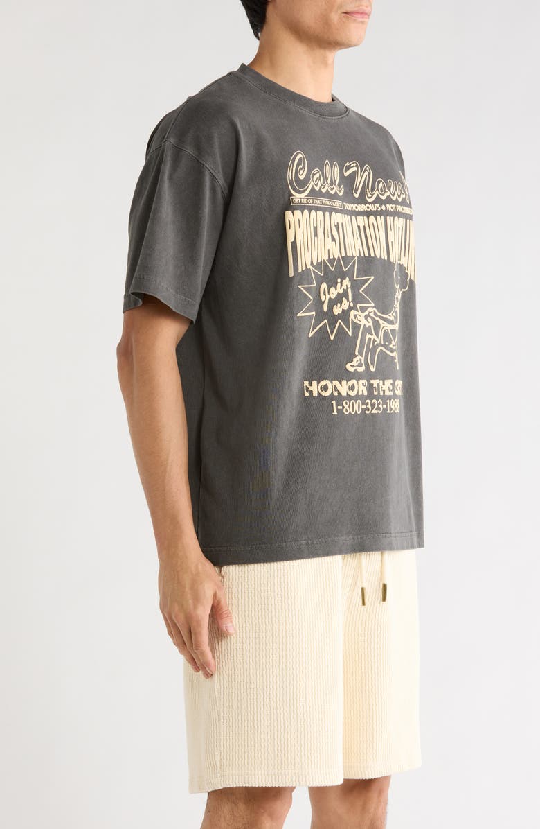 HONOR THE GIFT Procrastination Hotline Graphic Cotton T-Shirt, Alternate, color, Black