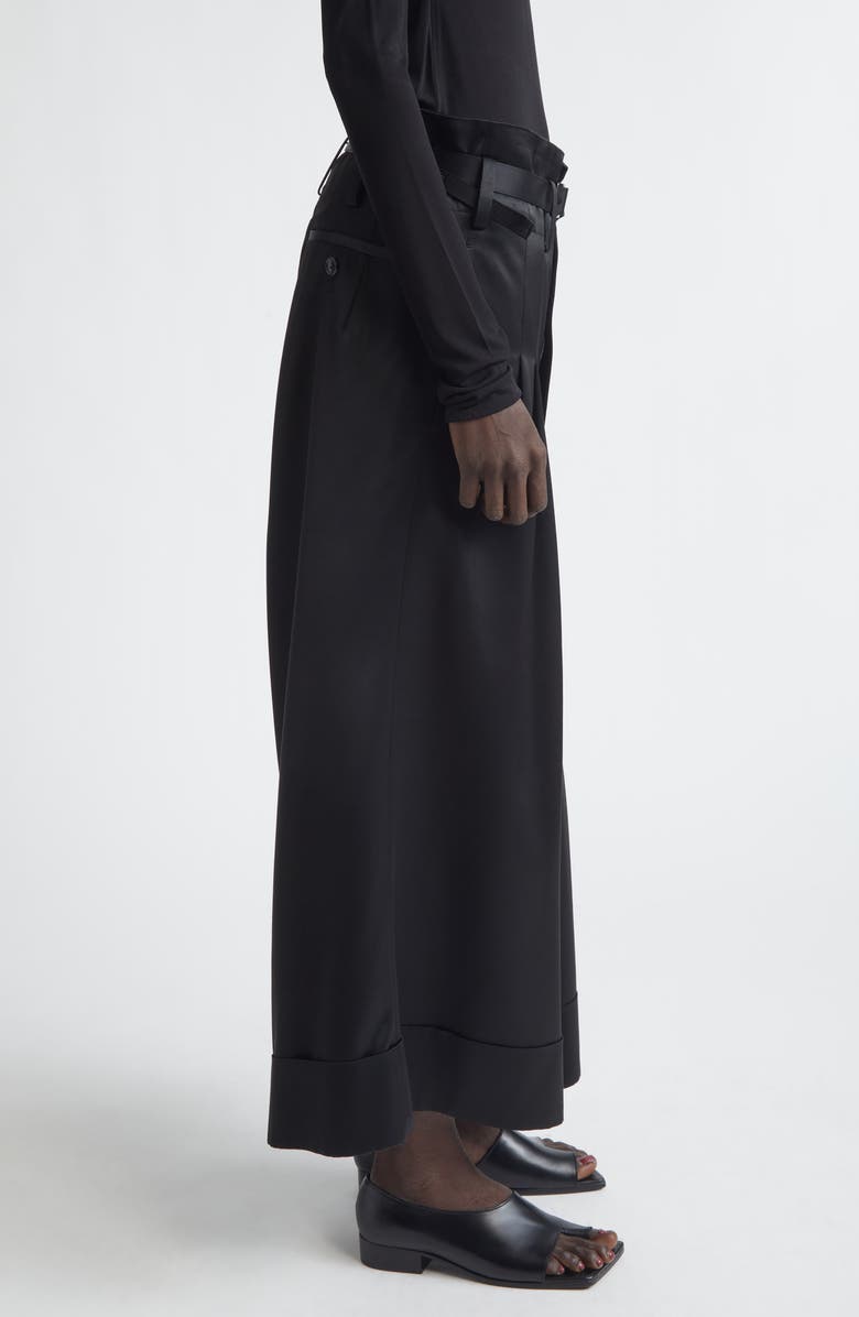 Junya Watanabe Pleated Cuffed Wide Leg Pants, Alternate, color, Black