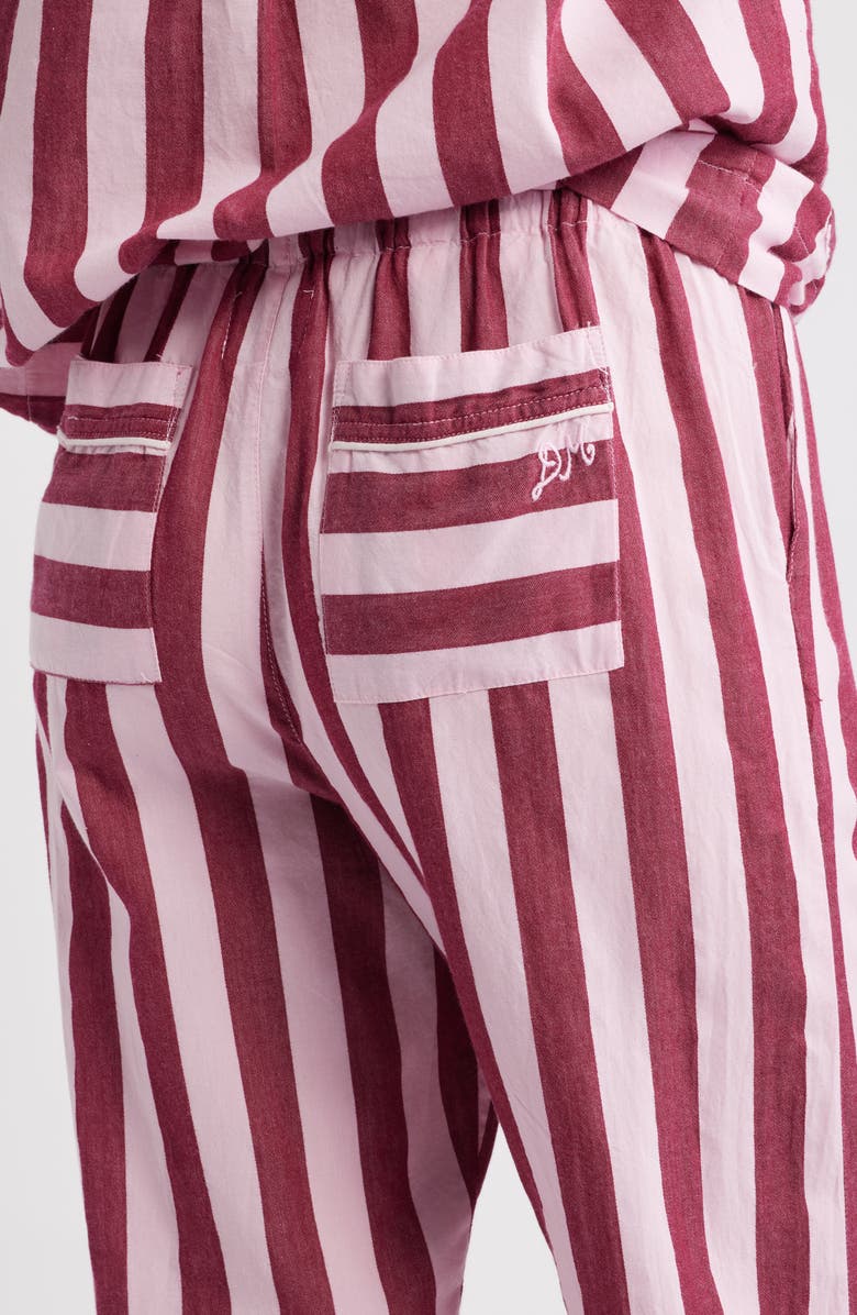Damson Madder Florie Stripe Organic Cotton Pajamas, Alternate, color, Burgundy/ Pink Stripe