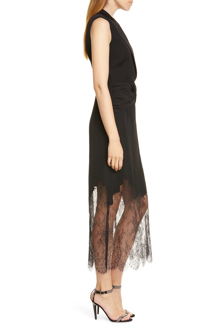 Sleeveless Lace Midi Dress, Alternate, color, BLACK