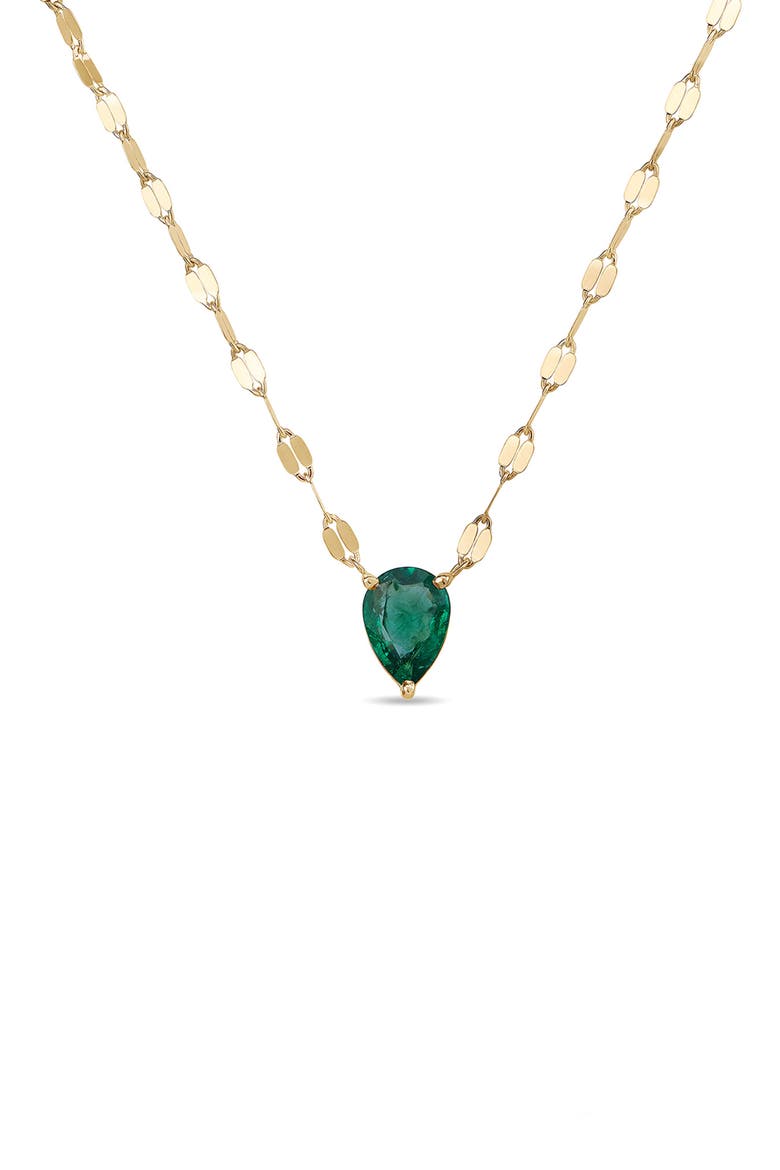 Pear-Cut Emerald Pendant Necklace, Main, color, YELLOW GOLD