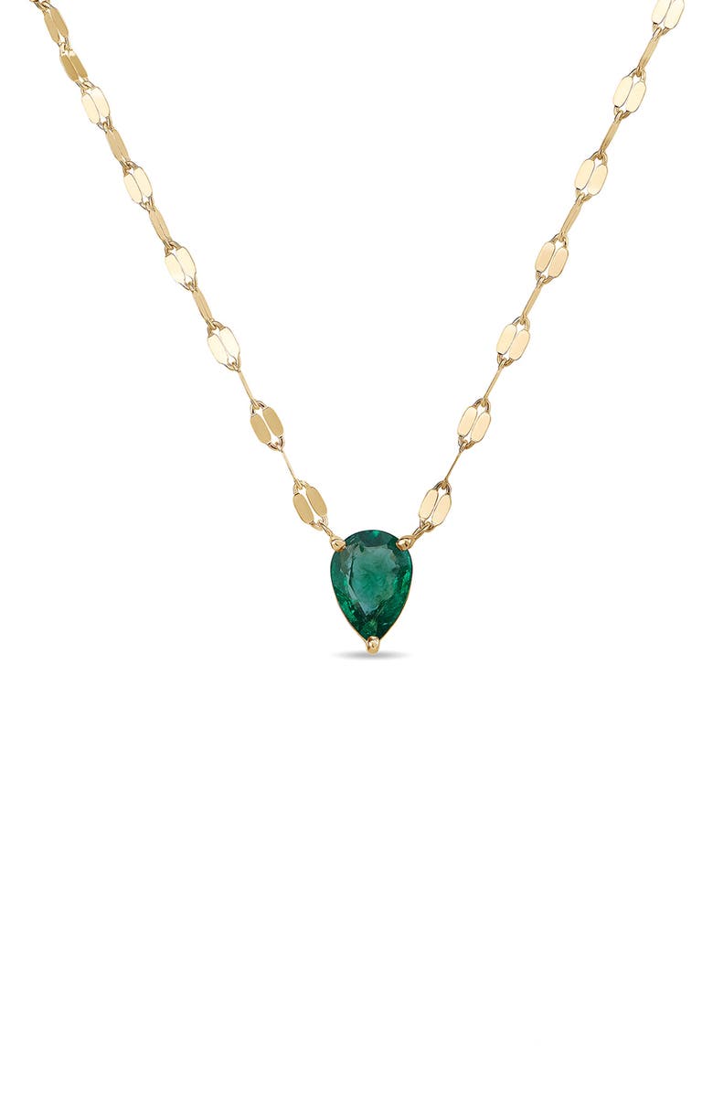 LANA Pear-Cut Emerald Pendant Necklace, Main, color, Yellow Gold