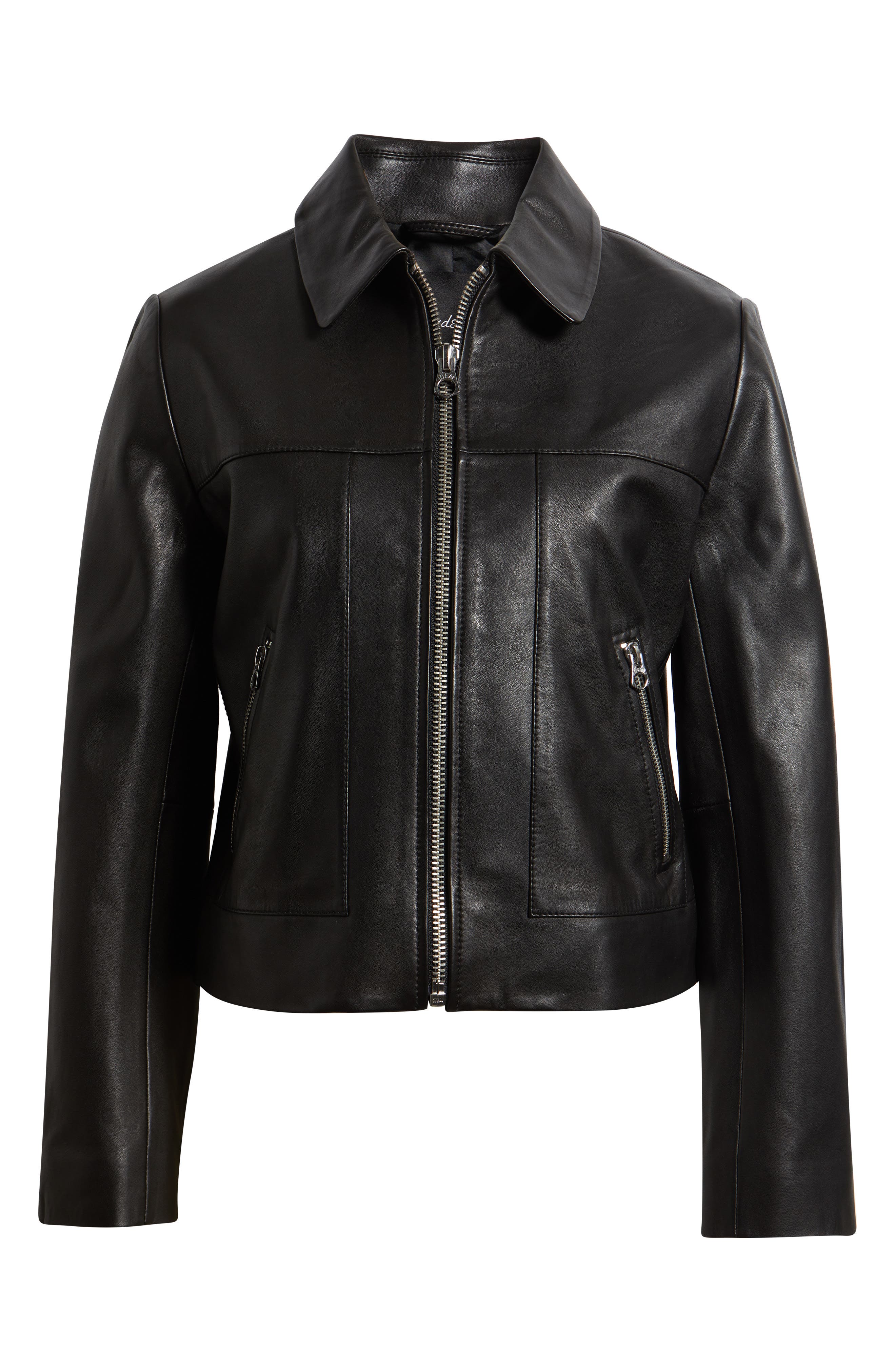 Женские куртки Madewell Shrunken Leather Zip Jacket — фото 6