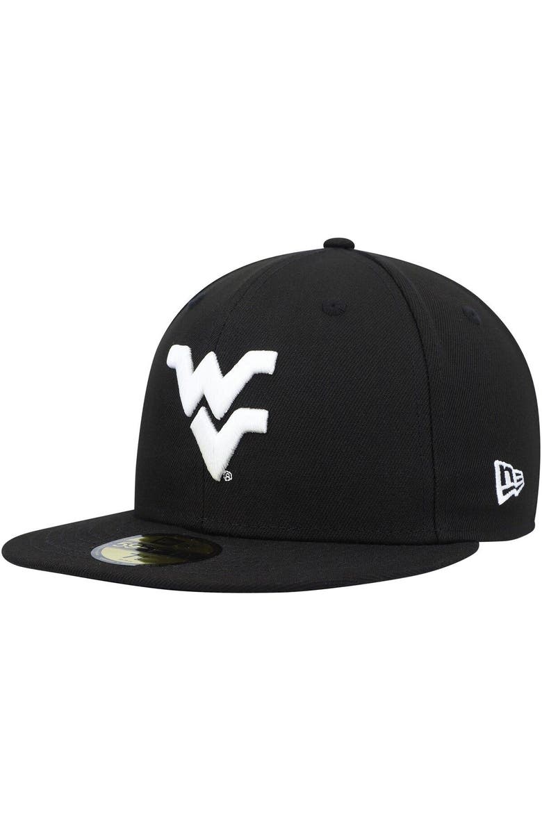 New Era Men's New Era West Virginia Mountaineers Black & White 59FIFTY Fitted Hat, Alternate, color,