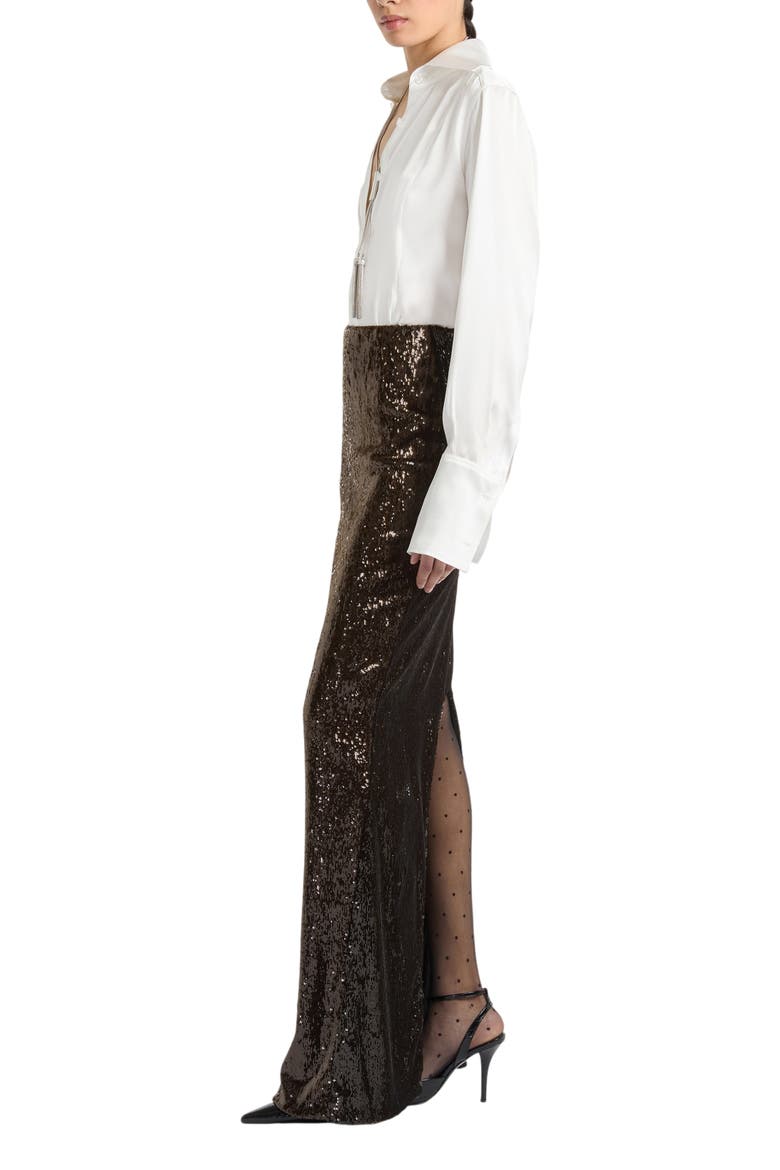 Sequinned Long Skirt, Alternate, color, Green