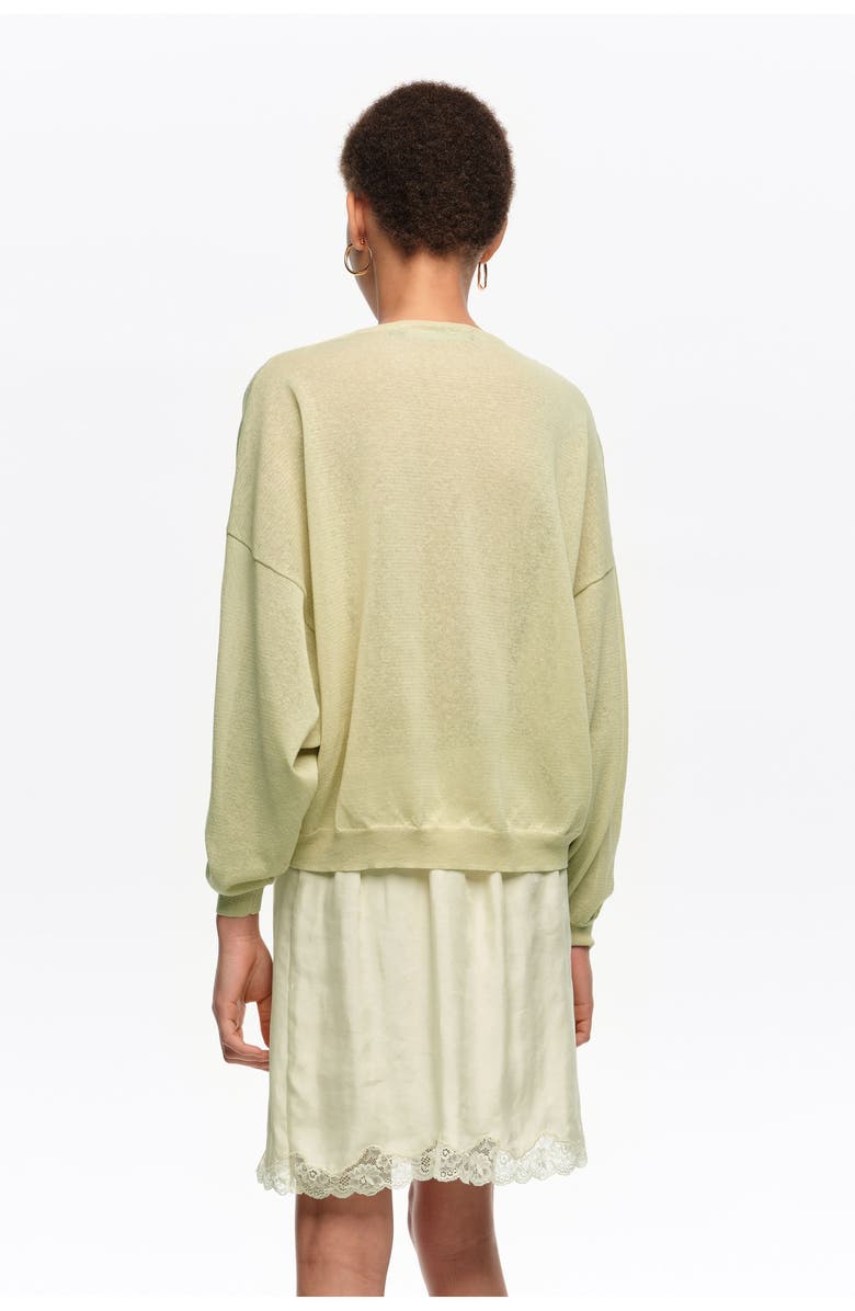 Bimba y Lola Short Sweater In Cotton Linen and Lace, Alternate, color, Light Green