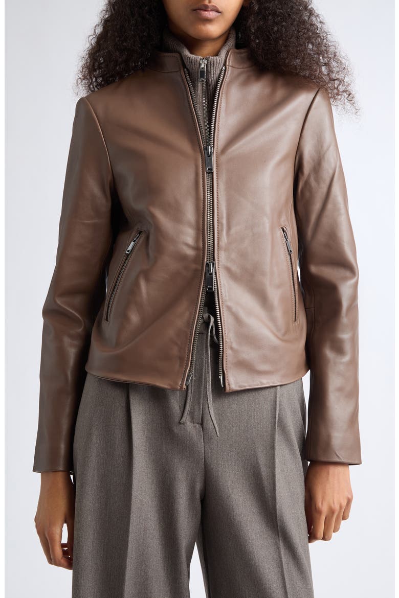 Allie Leather Jacket, Alternate, color, TAUPE NEUTRAL