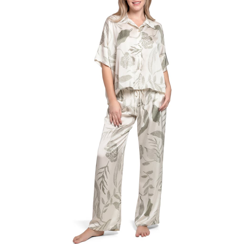 Midnight Bakery Seagrass Satin Pajamas In White