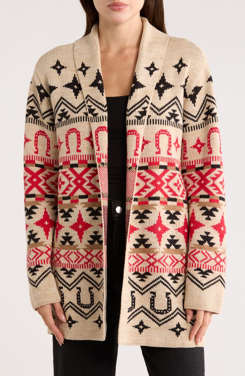 Lucky Brand Horseshoe Cardigan, Main, color, Oatmeal