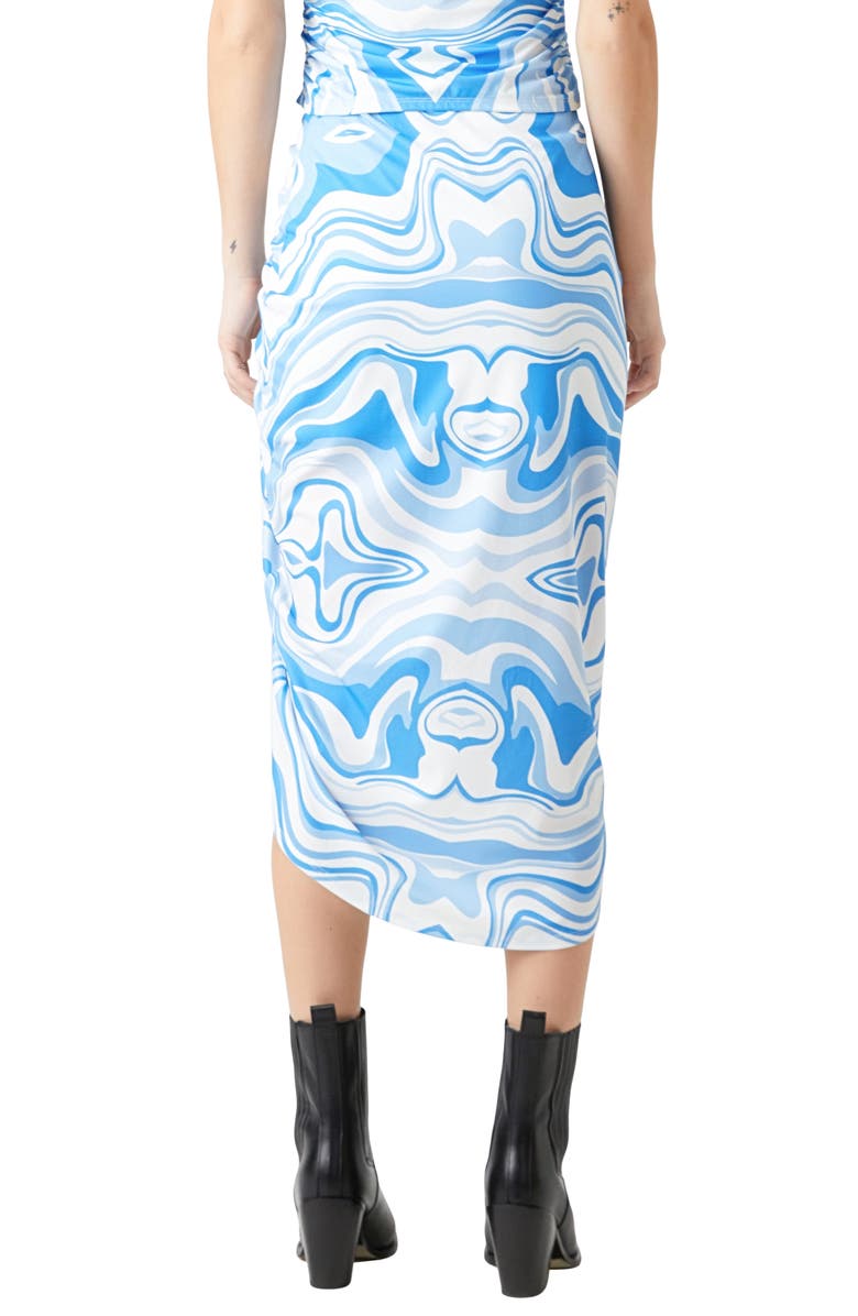 Grey Lab Marble Print Asymmetric Hem Midi Skirt, Alternate, color, Blue Multi