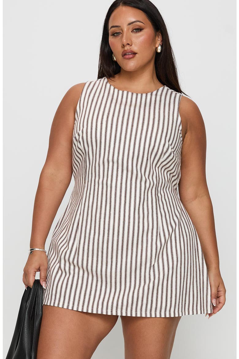 Yumiko Stripe Organic Cotton Romper, Alternate, color, BROWN STRIPE