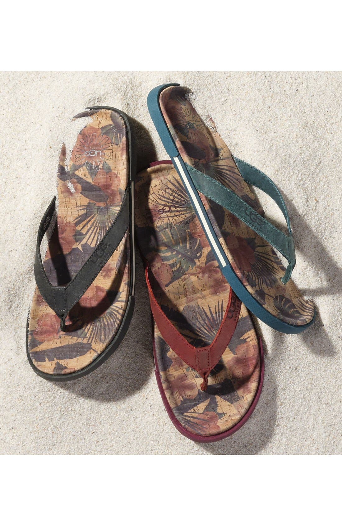 UGG<sup>®</sup> 'Bennison II' Leather Flip Flop, Alternate, color, 